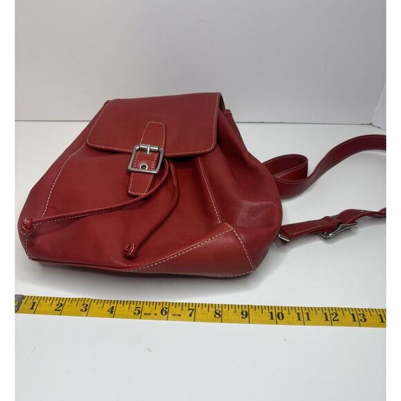 Vintage Coach Legacy Red Leather Drawstring Backpack Purse Buckle Designer - Picture 13 of 13
